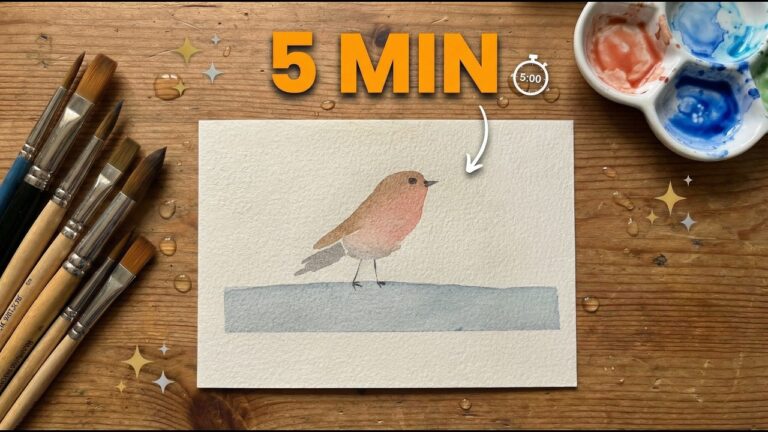 Peindre un rouge-gorge à l’aquarelle facile : mon tuto en 5 minutes