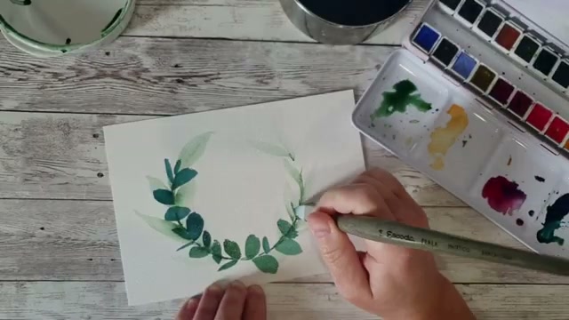 Composition florale réalisée avec le pinceau langue de chat, montrant les différentes formes obtenues en jouant avec le plat de la garniture et la pointe