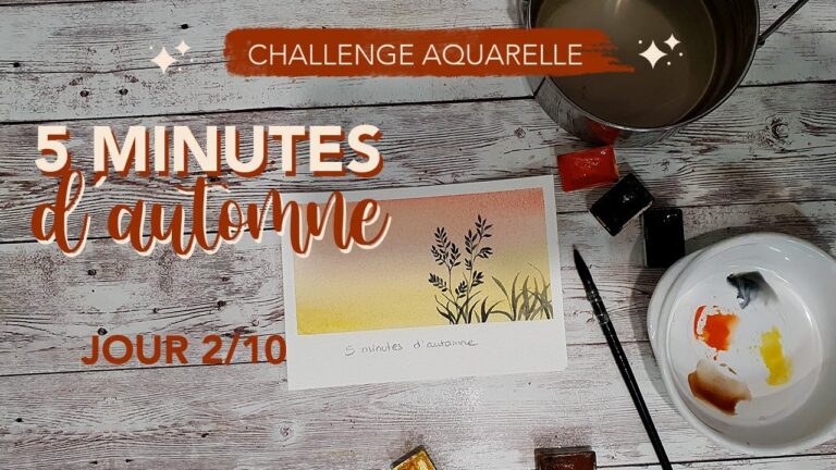 Tuto aquarelle facile automne : dégradé et silhouettes végétales en 5 minutes