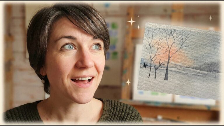 Paysage hivernal aquarelle mouillé sur mouillé : mon tuto en 5 minutes